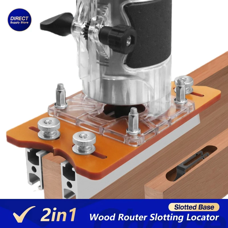 

Wood Router Slotting Locator Bracket – Accurate Slotted Base for Handheld Edge Trimmer & Milling Curve Cutting Tool, Compatible
