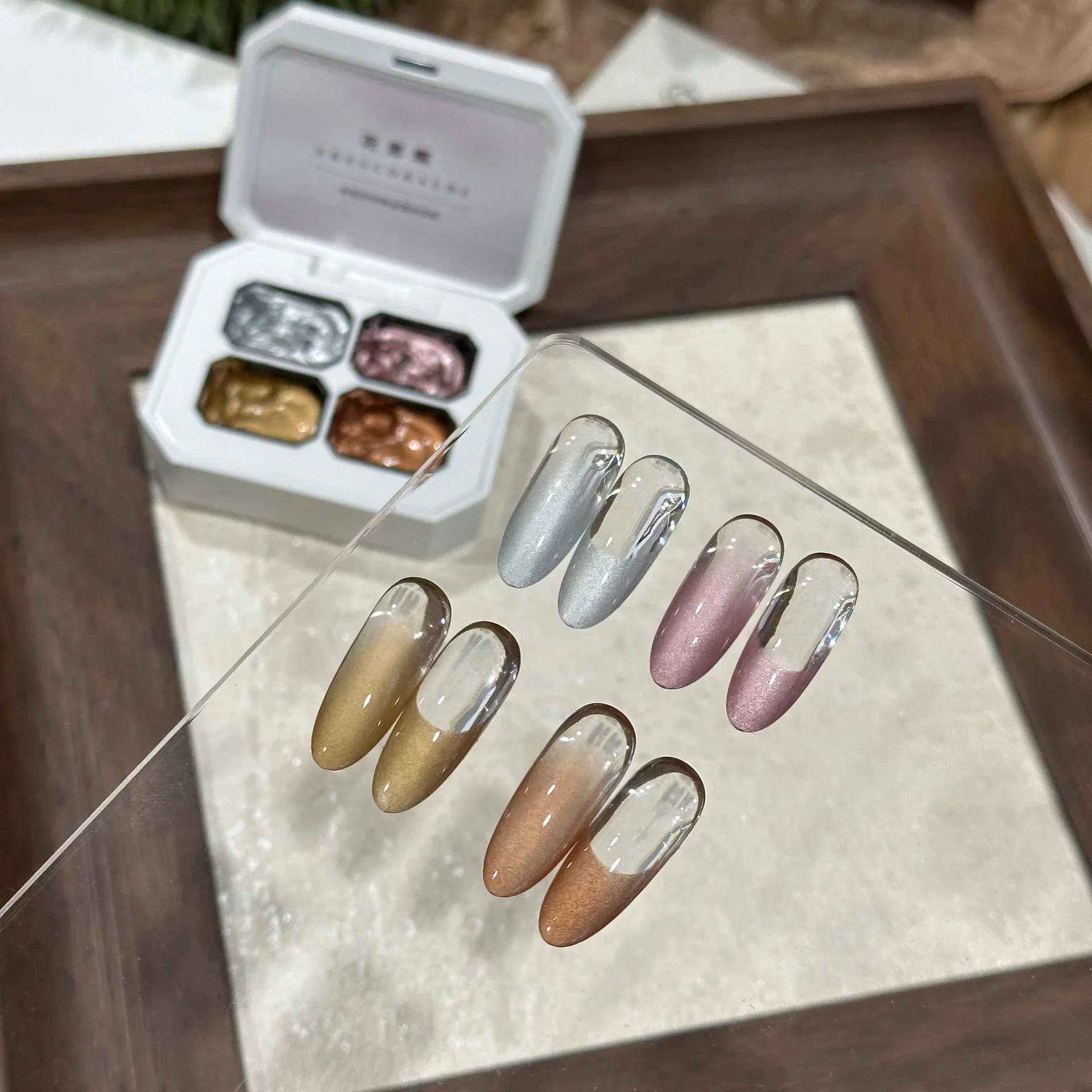 

Metal Ombre Gel Varnish Nails Art Fast Pat Gradient Painting Gel Polish Blusher Design High Saturation Nail Patting UV Gel