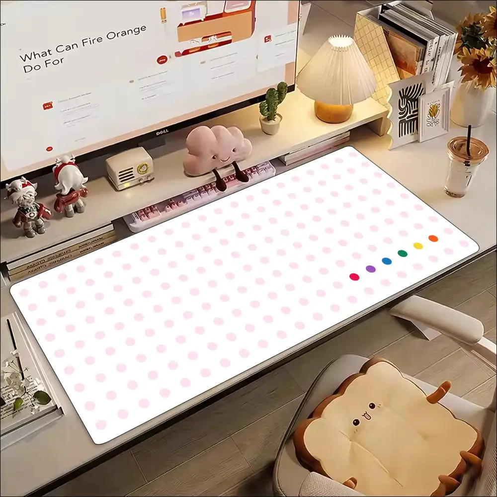 Polka Dot Large Extended Mouse Pad Non-Slip Rubber Stitched Edges HD Print Desk Mat for Gaming Setup Office Laptop Workstation