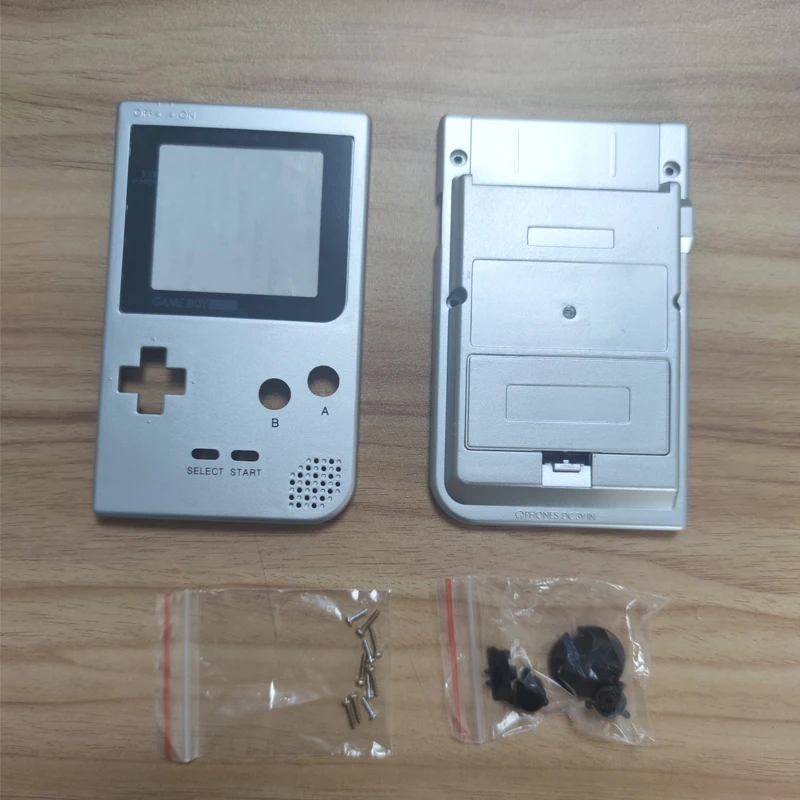 Silver Plastic Full Shell Cover Case for Nintend GBP Gameboy Pocket Housing With Buttons  Mirror Conductive Sheet Sticker Screws