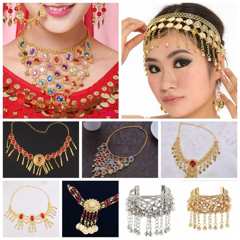 Accessori per la testa Gioielli con paillettes con diamanti Paillettes Diamanti bohémien Fascia per capelli Collana con catena per la testa Costumi di danza del ventre Ragazza