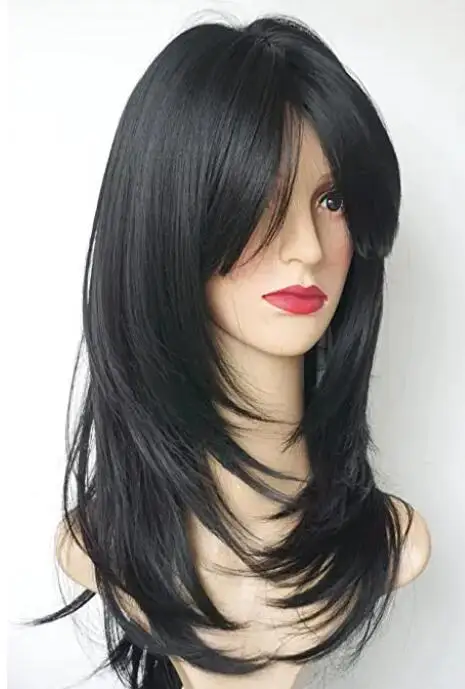 Synthetic Wigs for Women Long Layered Shoulder Length wig Synthetic Hair Fiber Highlight Multicolor Wigs for White Women