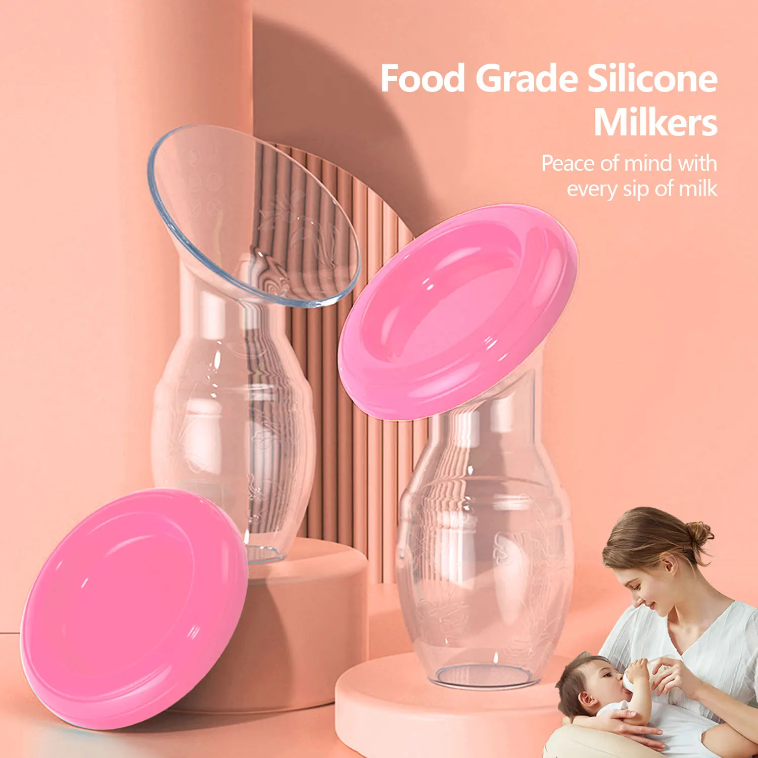 Portable silicone hand breast pump Breast milk reservoir Maternity feeding supplies With dust cap