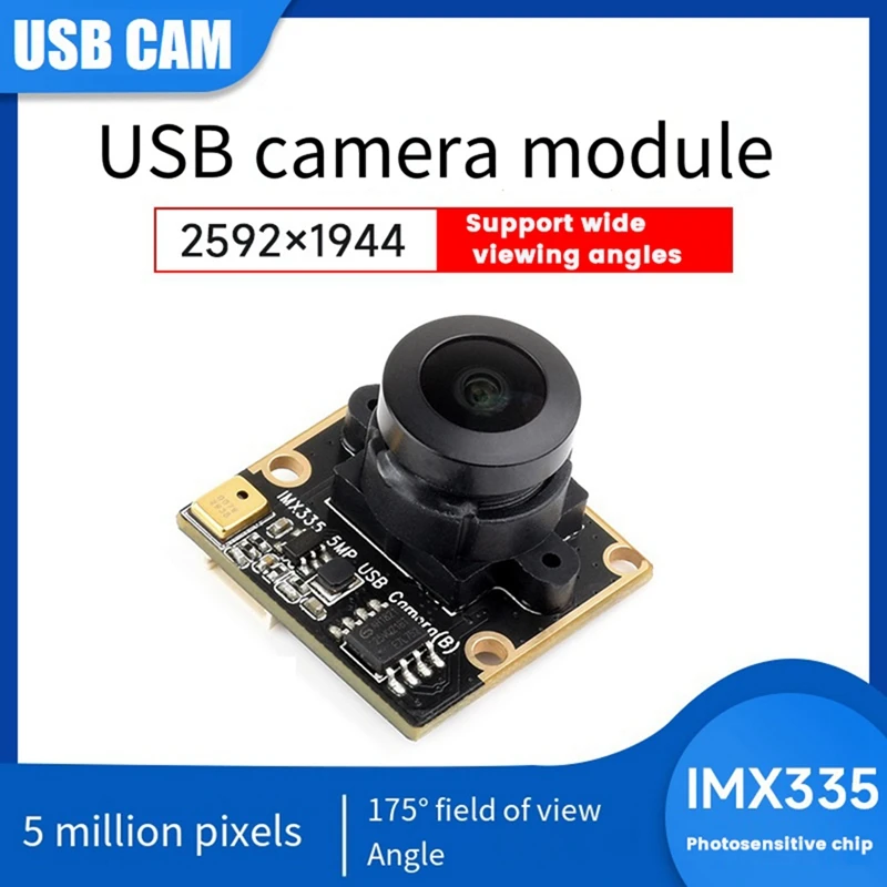 

IMX335 USB Camera Module 5MP 2K Video Recording 175° Wide Angle 2592X1944 For Raspberry Pi 5 Jetson Orin Durable