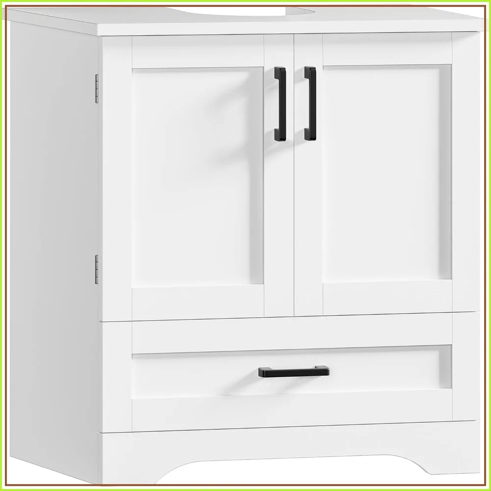 24 Inch Pedestal Sink Storage Cabinet with 2 Doors and 1 Drawer for Bathroom