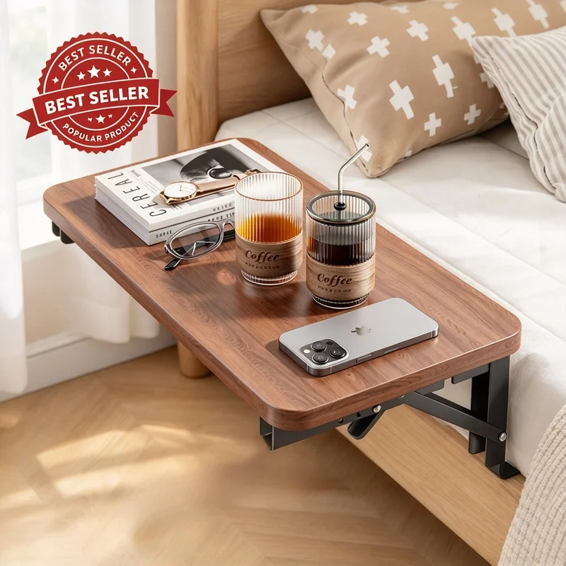Small Foldable Side Table, Bedroom Bedside Storage Rack Ideal for Rental Apartment Home Use