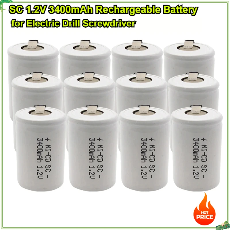 

6/10/12/20PCS High Quality SC 1.2V 3400mAh Rechargeable Battery Sub C Batteries for Electric Drill Screwdriver