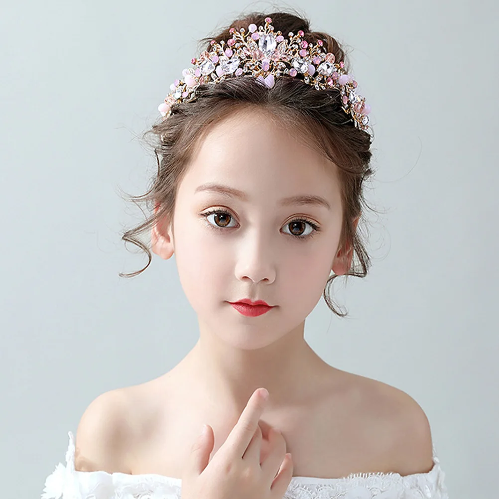 

Children Crown Kids Tiara Decor Birthday Headdress Crystal Rhinestone Alloy Material Hair Accessories Photo Prop
