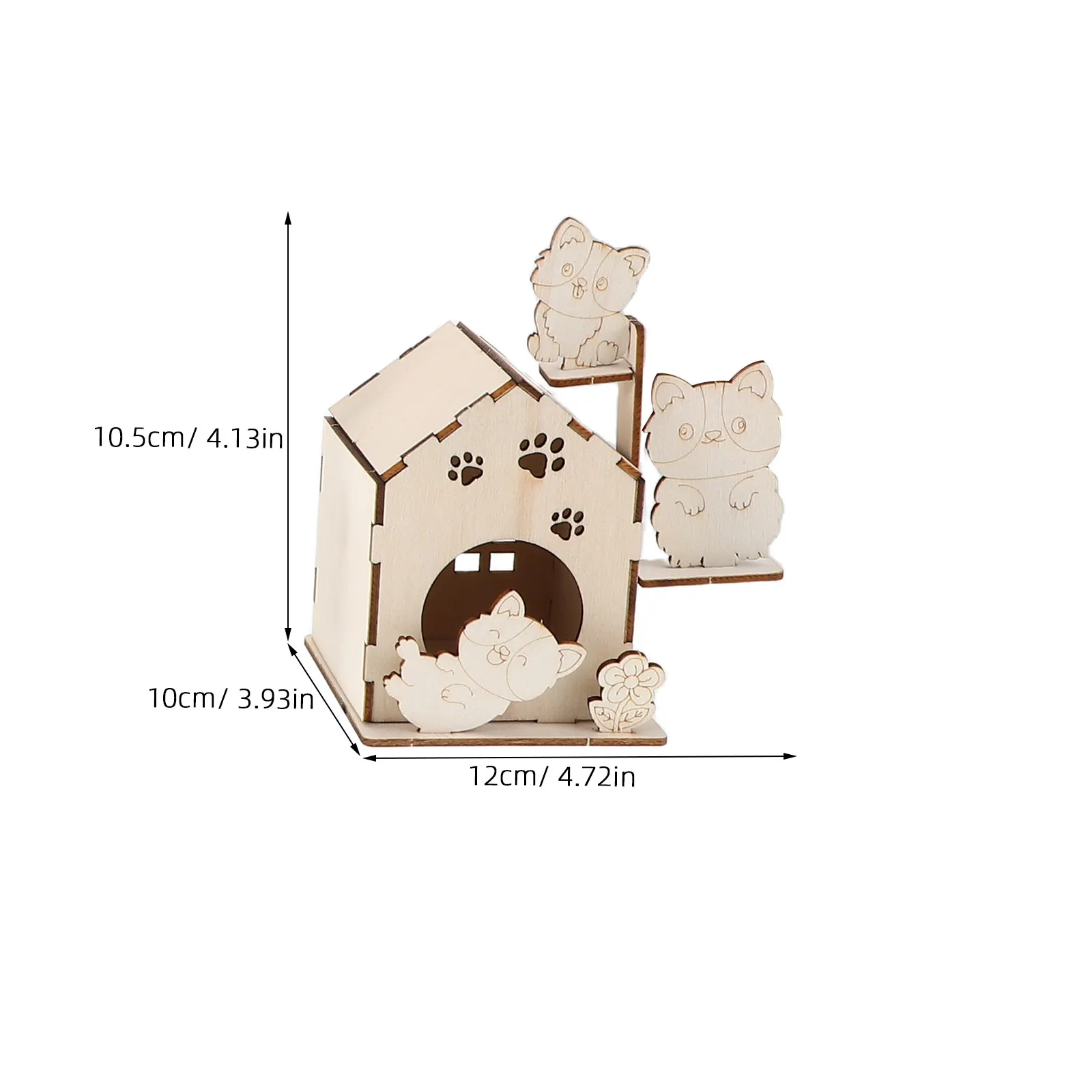 4Pcs Unpainted Wooden Bird House Kit for Children DIY Graffiti Painting Craft Puzzle Hand-Eye Coordination