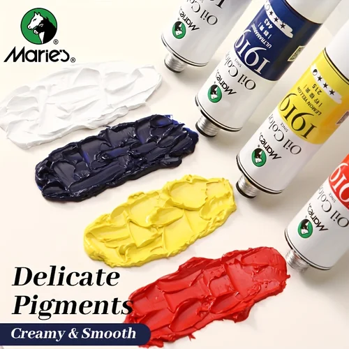 Imagen 2 del producto Juego de 5 pinturas al óleo de Marie, 50 ml/1,7 fl. oz x 5 tubos, kit profesional de pigmentos ricos, variedad vibratoria de colores lisos para artistas