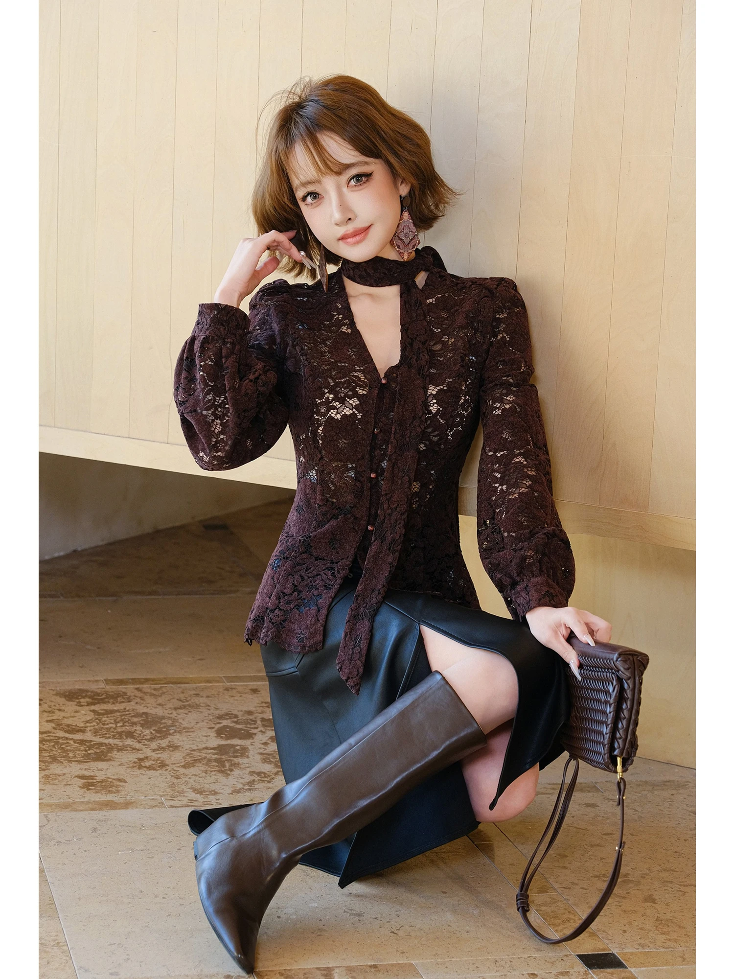 

MIUCO Pure Desire: Сексуальный кружевной топ с V-образным вырезом, высококачественный чувственный многослойный винтажный топ с зауженной талией для женщин