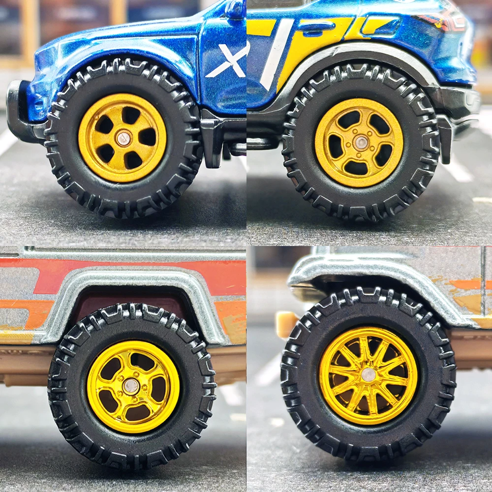 KicarMod 1/64 Monster Truck Off-Road Model Car Wheels for 1:64 Large Size D: 0.67In Rubber Tires Set for Hot Wheels Car Toys