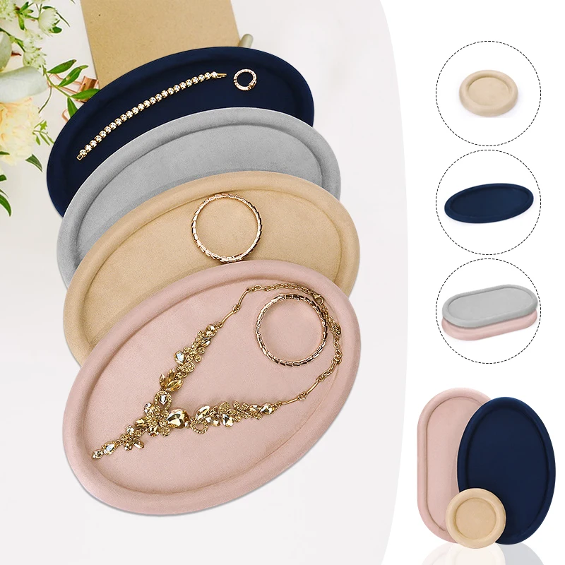 Velvet Jewelry Tray Show Stand Shop Organizer For Necklace Bracelet Watch Jewelry Display Tray Earrings Ring Storage Trays