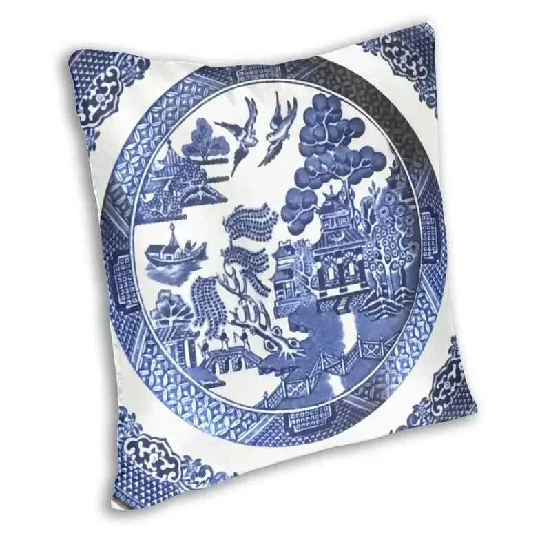 Blue willow china cushion cover 45x45cm home decorative 3D printing blue Delft Chinoiserie throw pillow double sided sofa