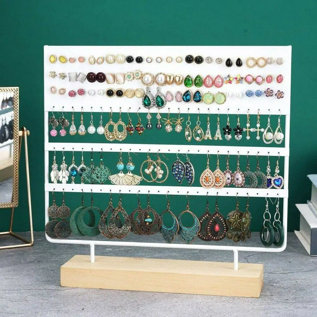 

Подставка-органайзер для ювелирных украшений (1 шт.): для серег-гвоздиков и висячих серег, из нержавеющей стали, экономит место