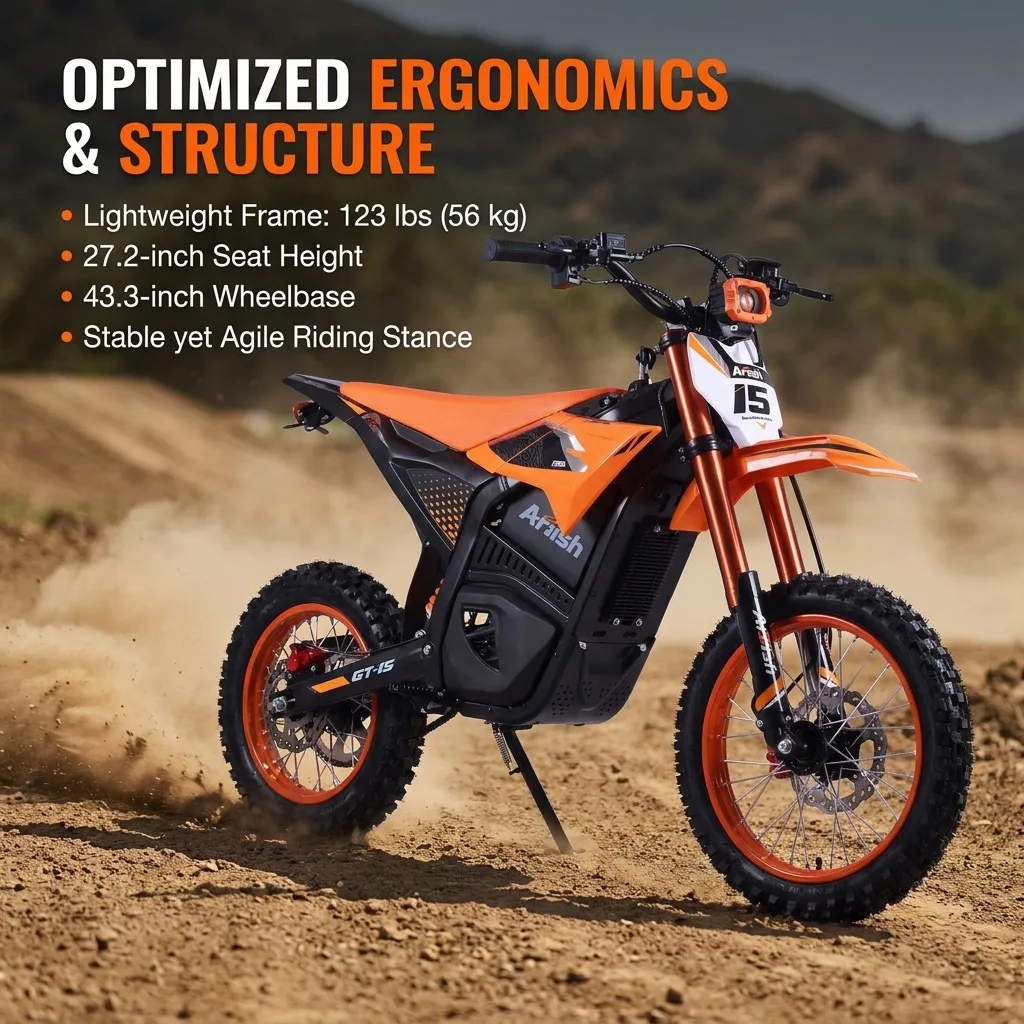 Motocicleta Eléctrica Todoterreno de 3500W para Adultos y Adolescentes, 48V 20.8Ah, Velocidad Máxima de 46 MPH, Autonomía de 53 Millas, Motor de Transmisión Central, 35 ° Subida de pendientes, 3 modos de conducción y suspensión de largo recorrido