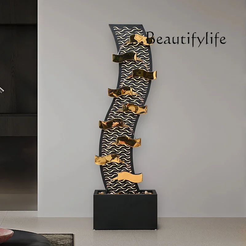 J Modern Simple Flowing Water Ornament Circulating Water Light Luxury Water Feature Living Room Entrance TV Cabinet Decoration
