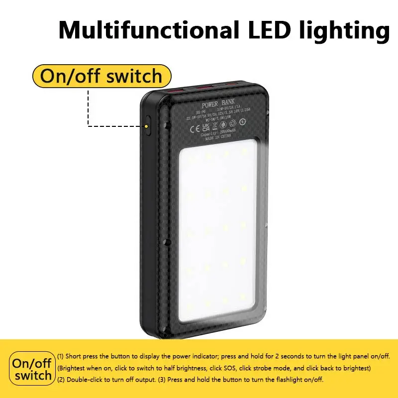 حزمة بطارية 18650 قابلة للفصل مكونة من 6 خلايا، مجموعة طاقة محمولة للشحن اللاسلكي مع ضوء للتخييم #1