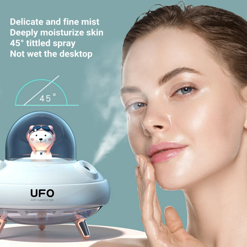 Dual Düsen Drahtlose Luftbefeuchter Ultraschall USB Nebel Maker Fogger Aufladbare UFO Cartoon Bär Wasser Diffusor Humidificador
