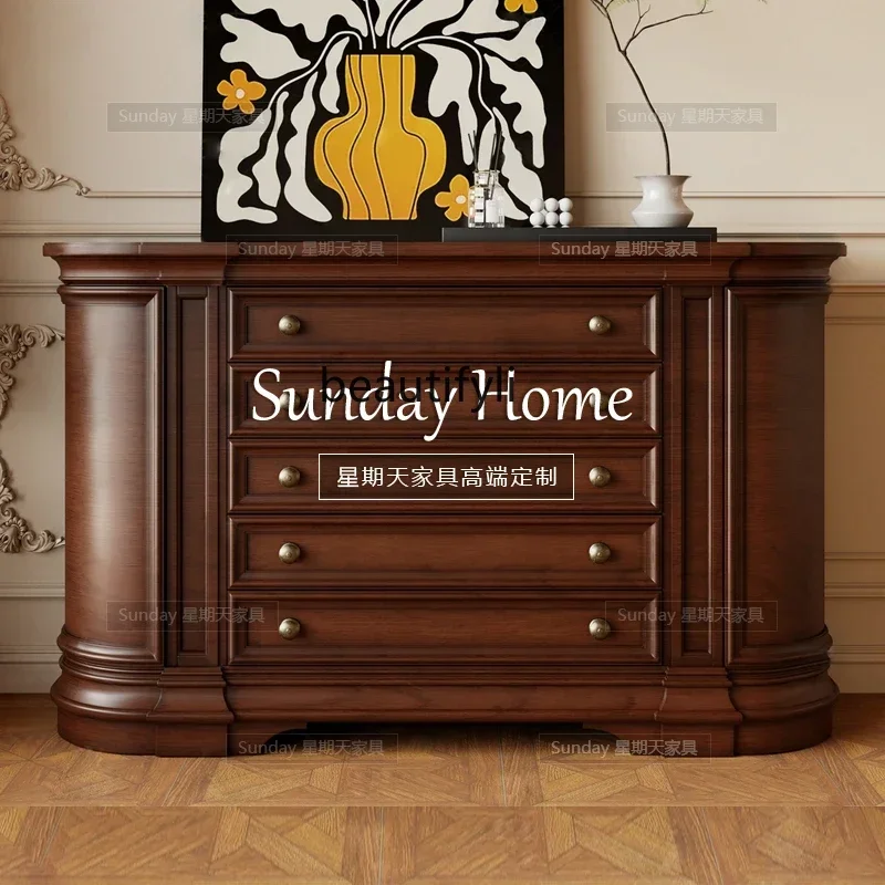 

SS ss7486 American retro lockers, living room large-capacity porch cabinets, French cabinets with drawers can be customized