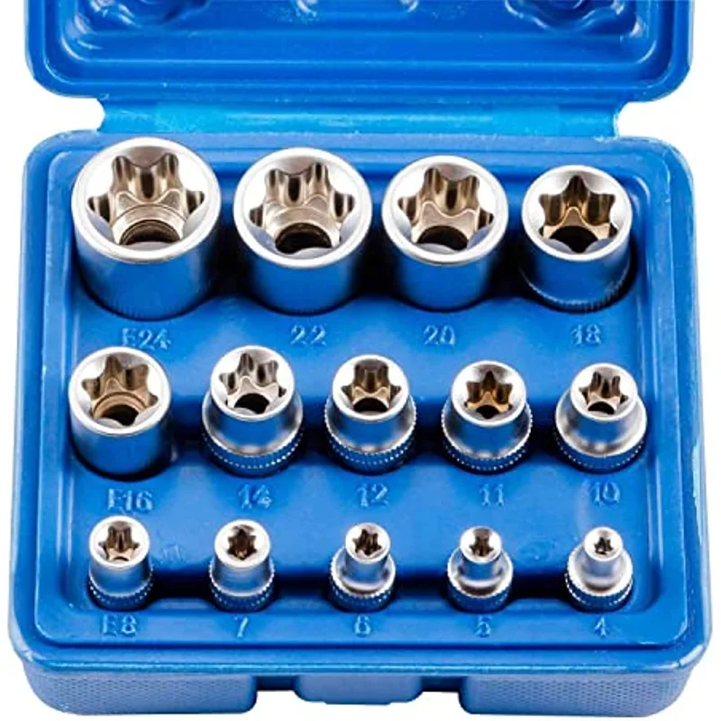 external-hex-socket-insert-nut-14pcs-female-e-star-socket-set-e4-e24-da-fei-zhong-fei-xiao-fei-automotive-maintenance-tools