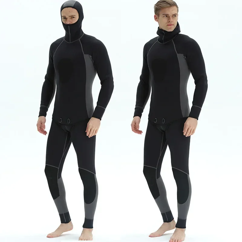 

3mm Thickened Super Elastic Two-Piece Wetsuit for Men Cold-Proof Warm Outdoor Surfing Diving Suit Hooded Set
