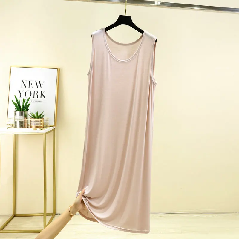 Plus Size Sleepwear Dress For Women Summer Soft Modal Loose Casual Vest Dresses Female Sleeveless Nightwear Home Dress Nightgown