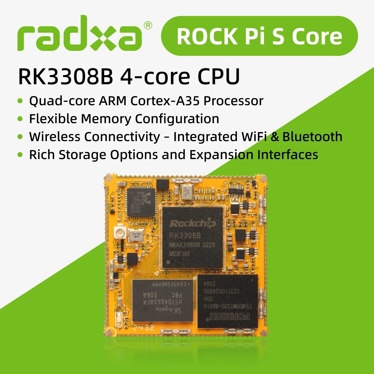 Carte d'ordinateur simple Radxa ROCK Pi S Core RK3308B à 4 cœurs