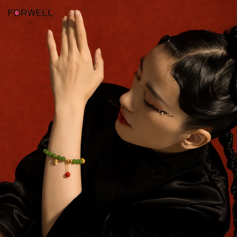 

FORWELL браслет из натурального нефрита Хэтянь из бисера для женщин, винтажный дизайн, ювелирные изделия ручной работы, элегантный подарок, модный минималистичный стиль