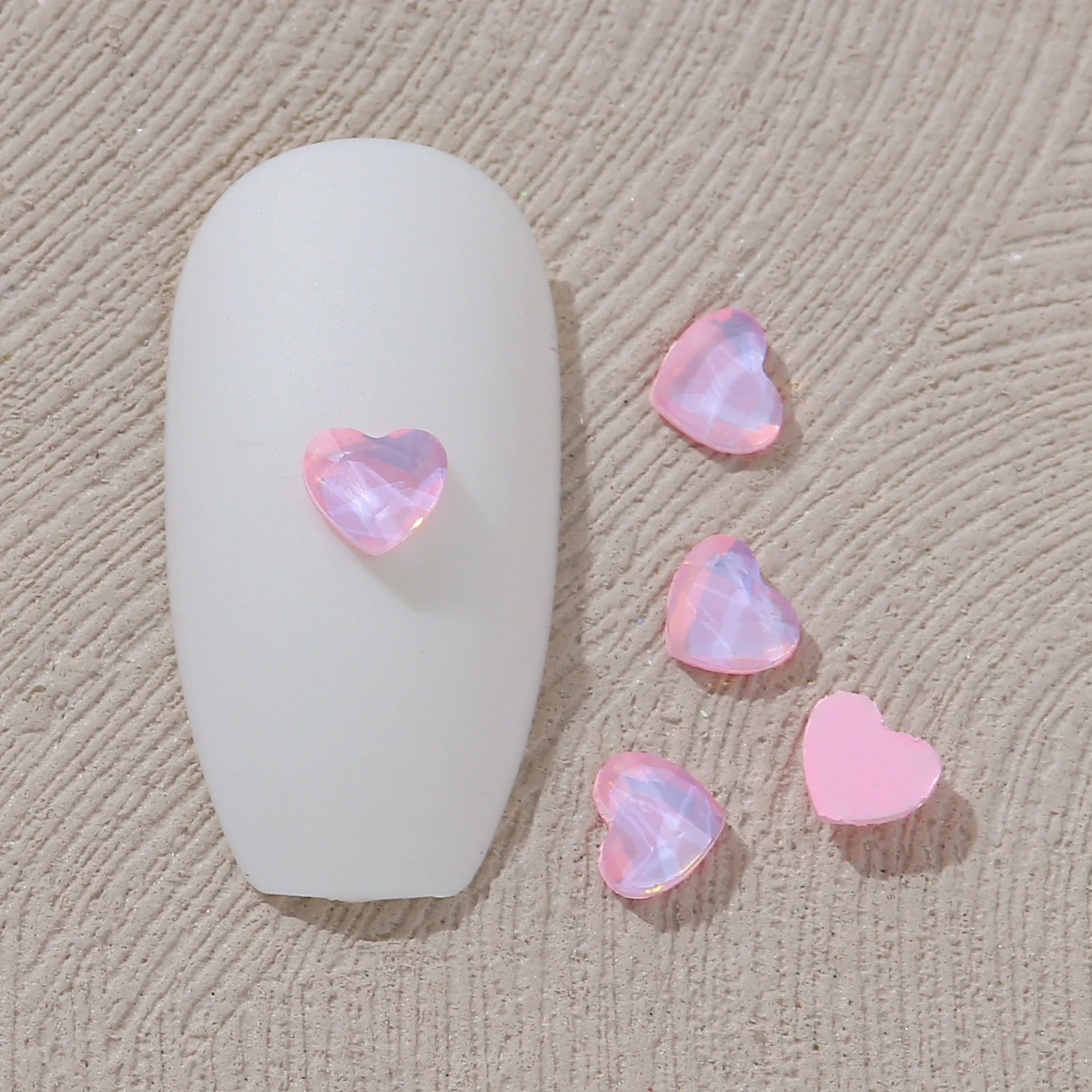Opal Mocha 3mm Heart-Shaped Wholesale Flat bottom Nail Art rhinestones Self-Adhesive Shiny Glass Crystal 3D Nail Decoration