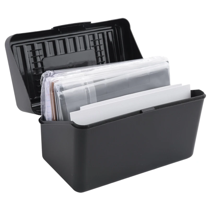 Index Card Holder Set 3X5inch - Heavy Duty Index Card Recipe Box With Dividers Ruled Cards & Stickers Easy To Use