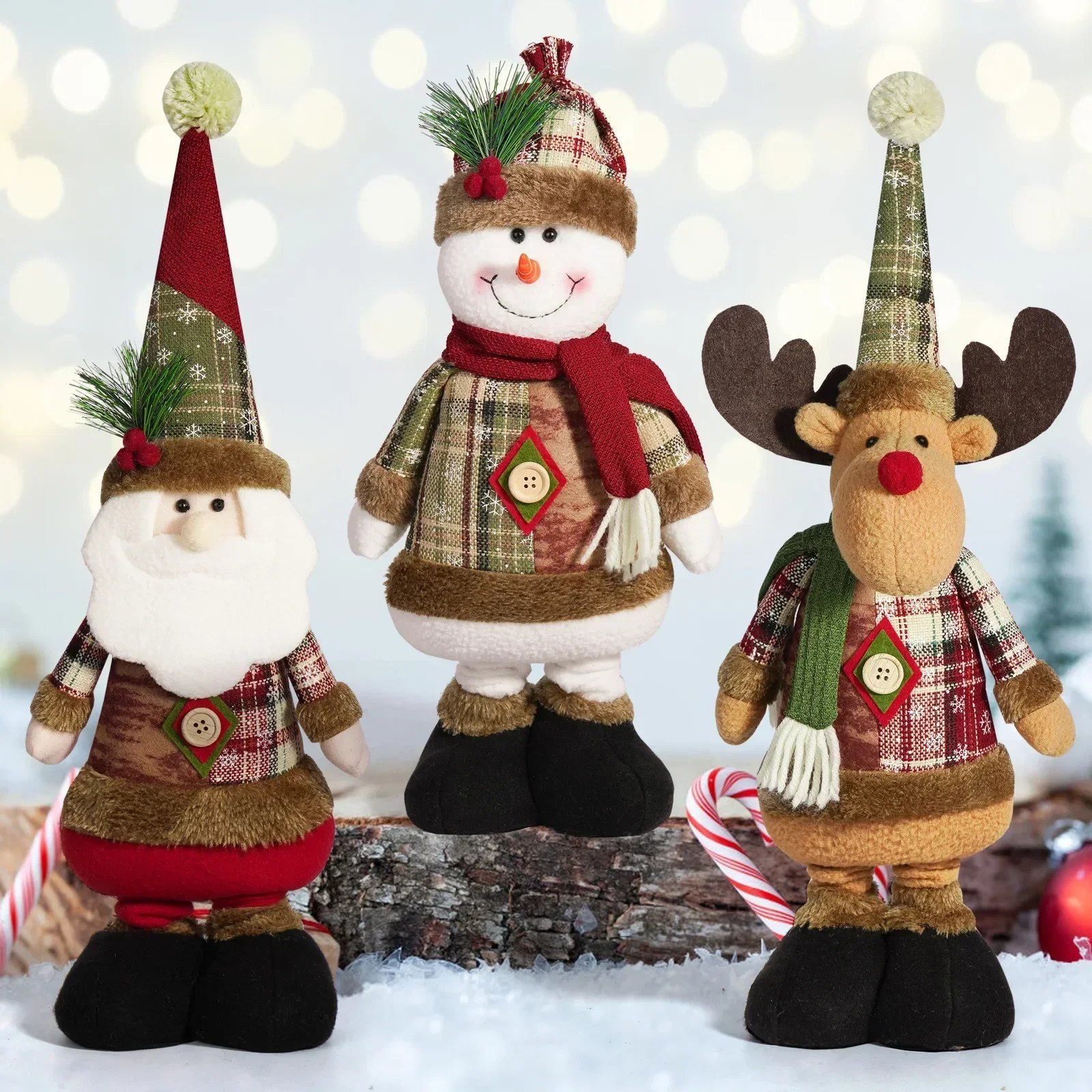 Scalable fabric Christmas dolls, Santa Claus snowman dolls home atmosphere decorations children's gifts