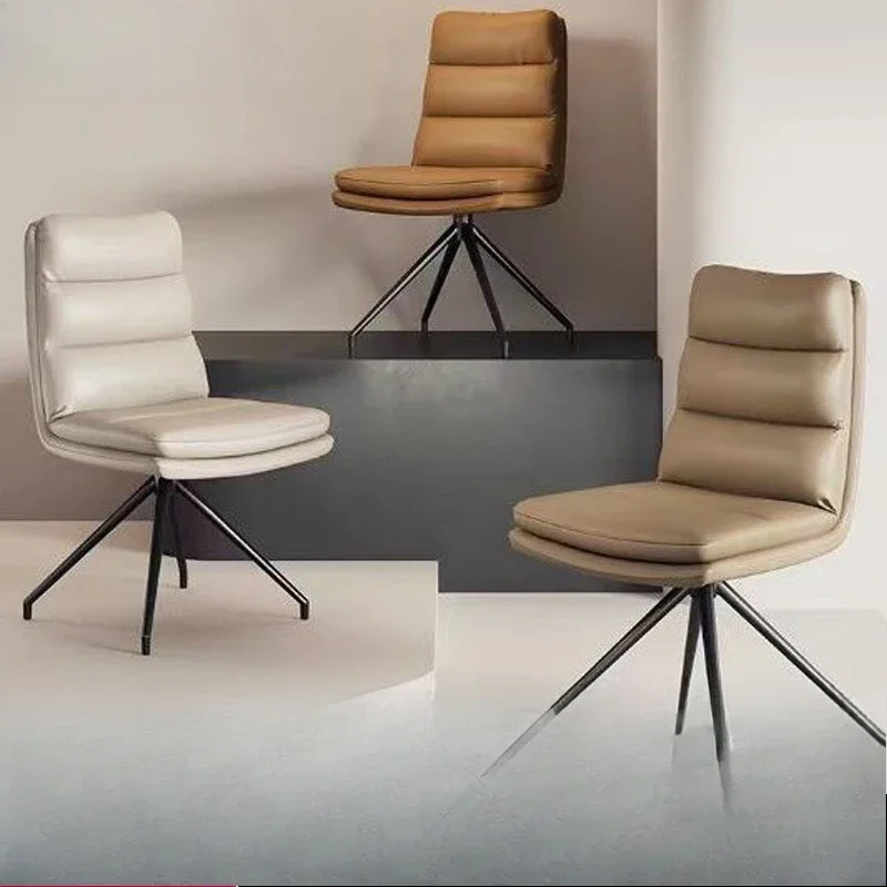Simple modern back chair, light luxury Nordic, rotatable dining chair, household casual leather stool, dining table