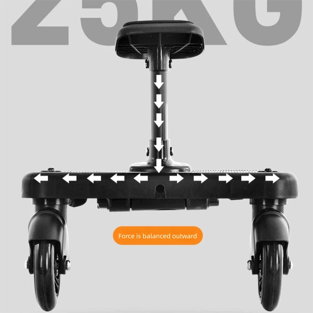 Picture 4: 2 in 1 Sit and Stand Stroller Pedal Adapter Creative Universal Strollers Step Board Adapter with Detachable Seat Comfort