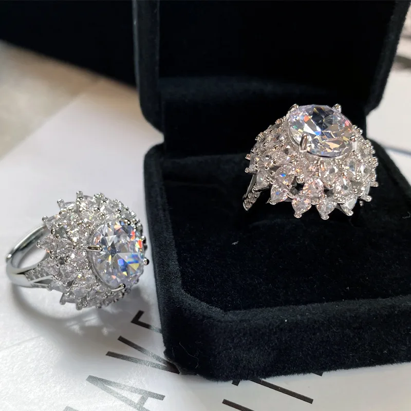 

MDLFES Moissan Diamond Style Korean Multi Layered Puffy Dresses Sub Rings Women Designer Niche Goosebumps