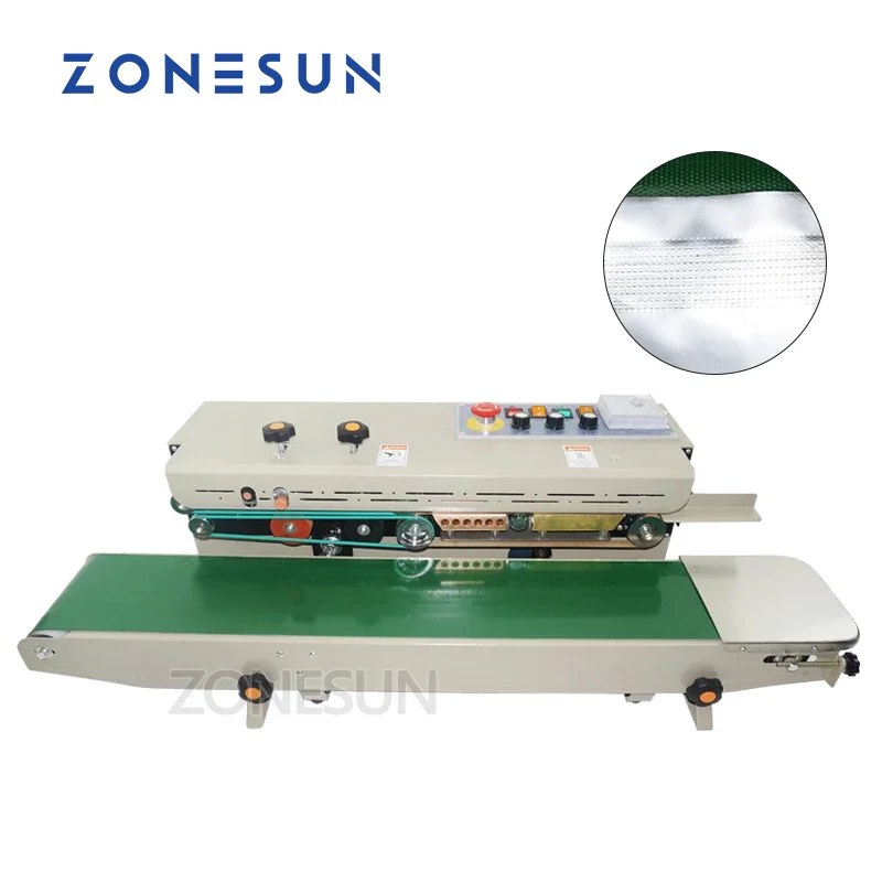 ZONESUN 1000 Continuous Sealing Machine Large Motor Plastic Bag Soild Ink Band Sealer Expanded Food Band Sealer