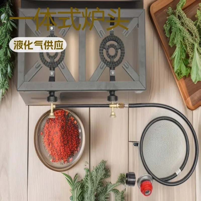 Nord America Australia EU Fuoco Stufa a doppia testa Stufa in ghisa con staffa Stufa butano ad alta potenza Forno a gas da giardino esterno