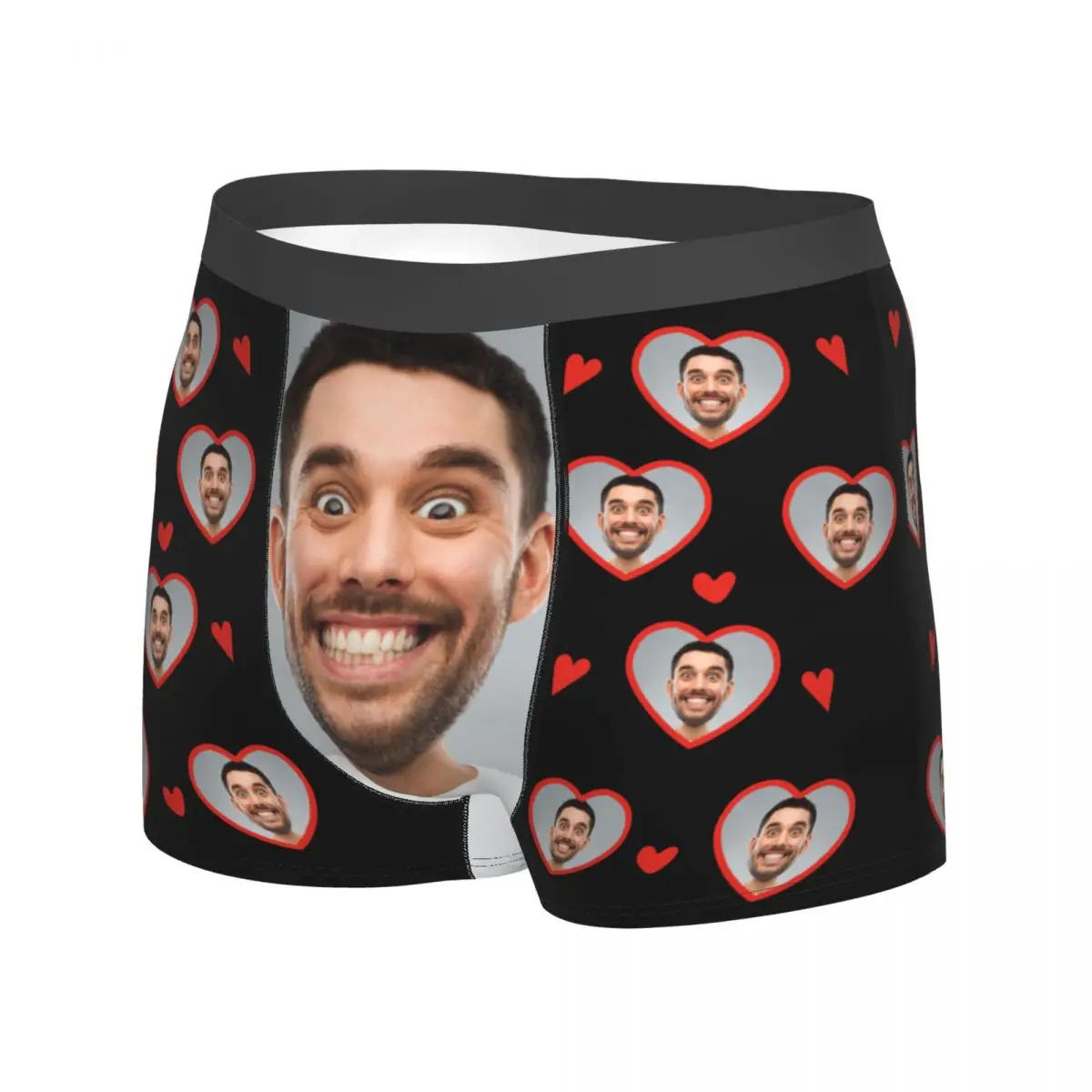 Man Personalize Boxer Face Custom Photo Long Underwear Funny Boxer Briefs Shorts Panties Homme Soft Underpants S-XXL