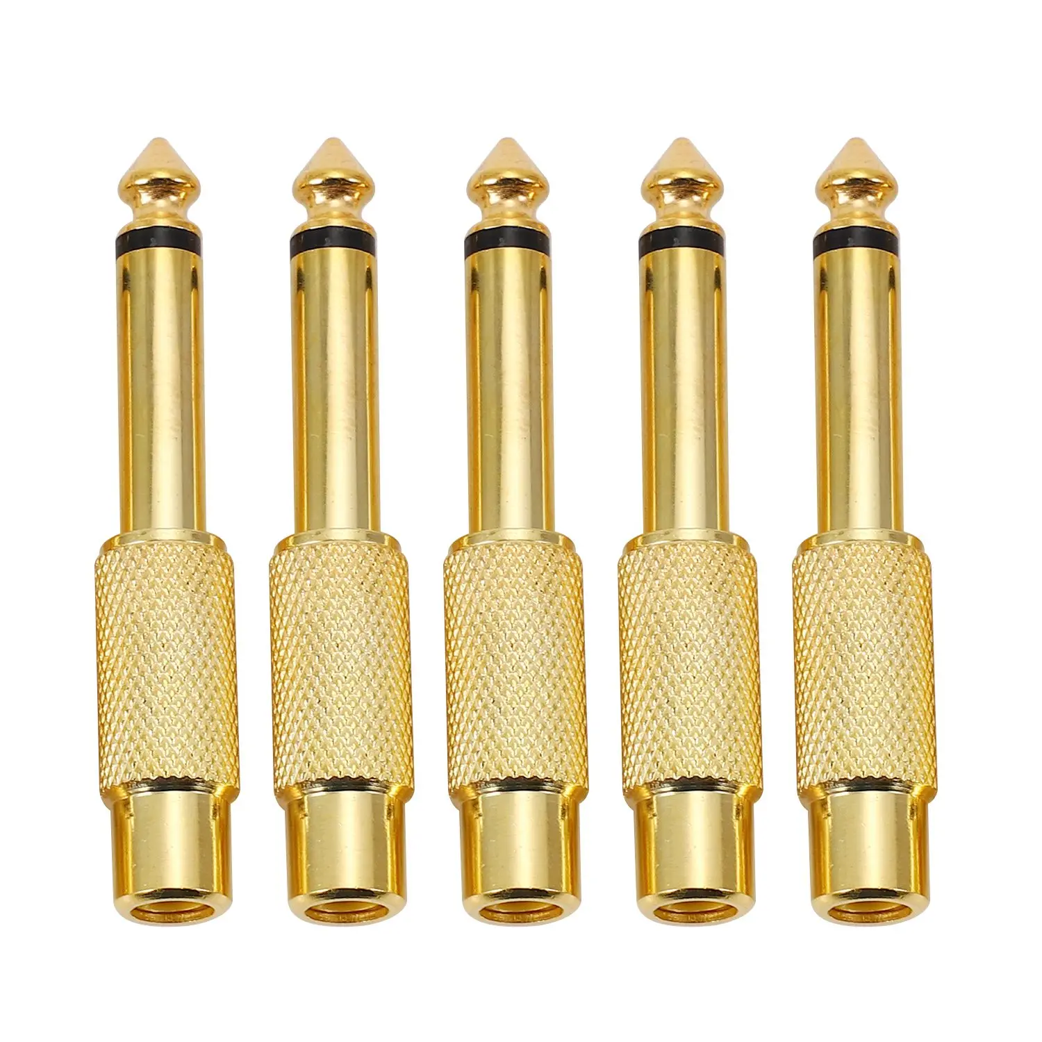 5x Gold Plated 6.35mm 1/4 inch Male Mono Plug to RCA Female 6.5mm Jack Audio Stereo Adapter Connector Plug TS Converter Sound Mi