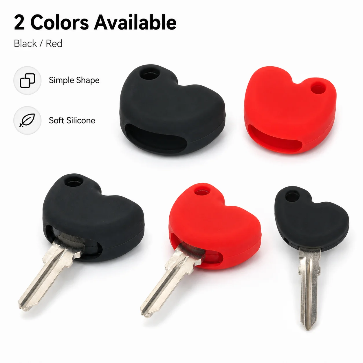 Silicone Key Cover Case for Vespa Piaggio Motorcycle Key Soft Protective Shell with Carabiner Keychain Accessory