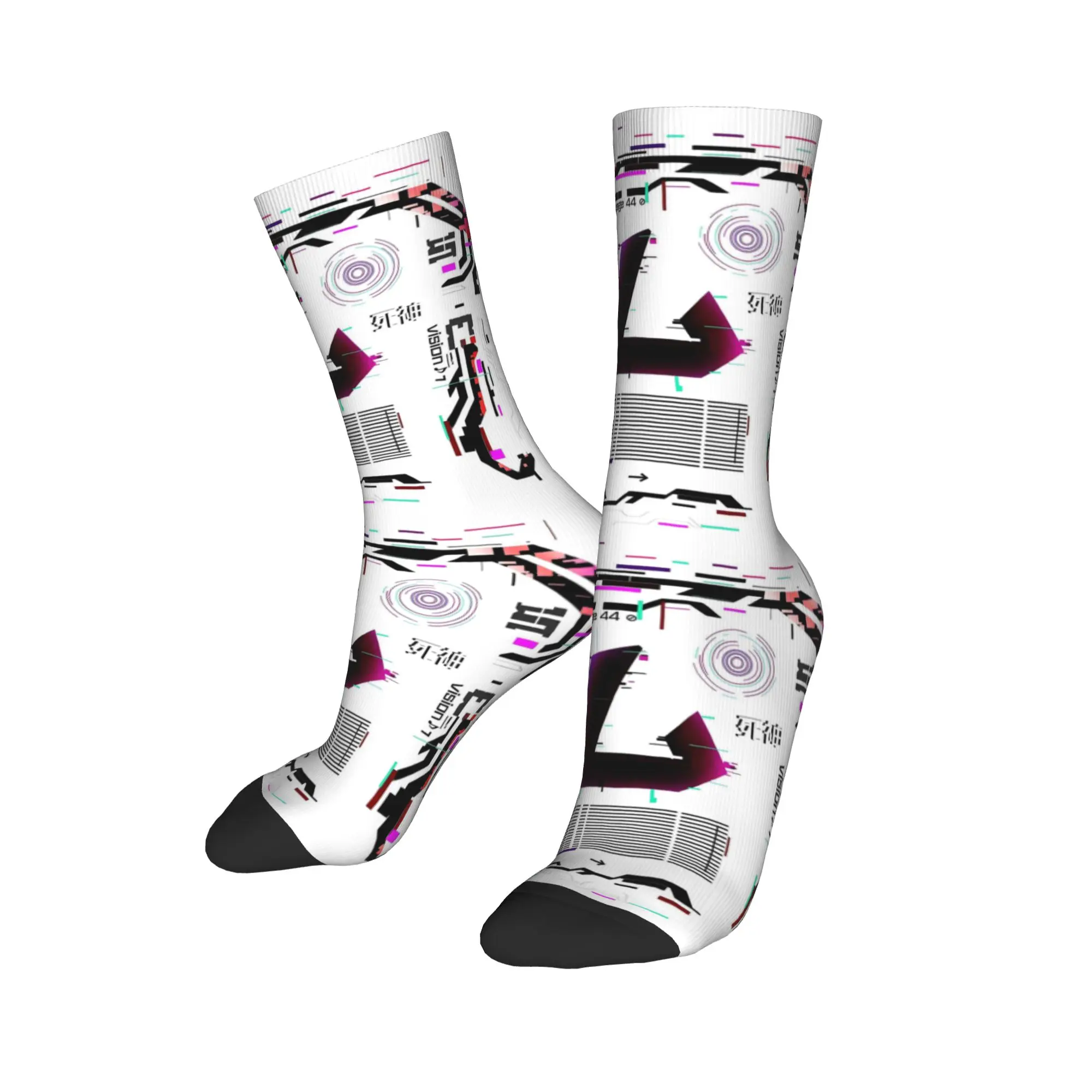 

Custom Cyberpunk Techwear Dress Socks Mens Womens Warm Fashion Novelty Glitch Circuit Board Crew Socks