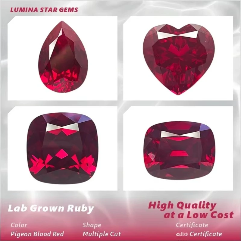 Pigeon Blood Red Lab Created Ruby | Assorted Facet Cuts | Premium Gem for Jewelry Setting & Custom Design | Certification Option
