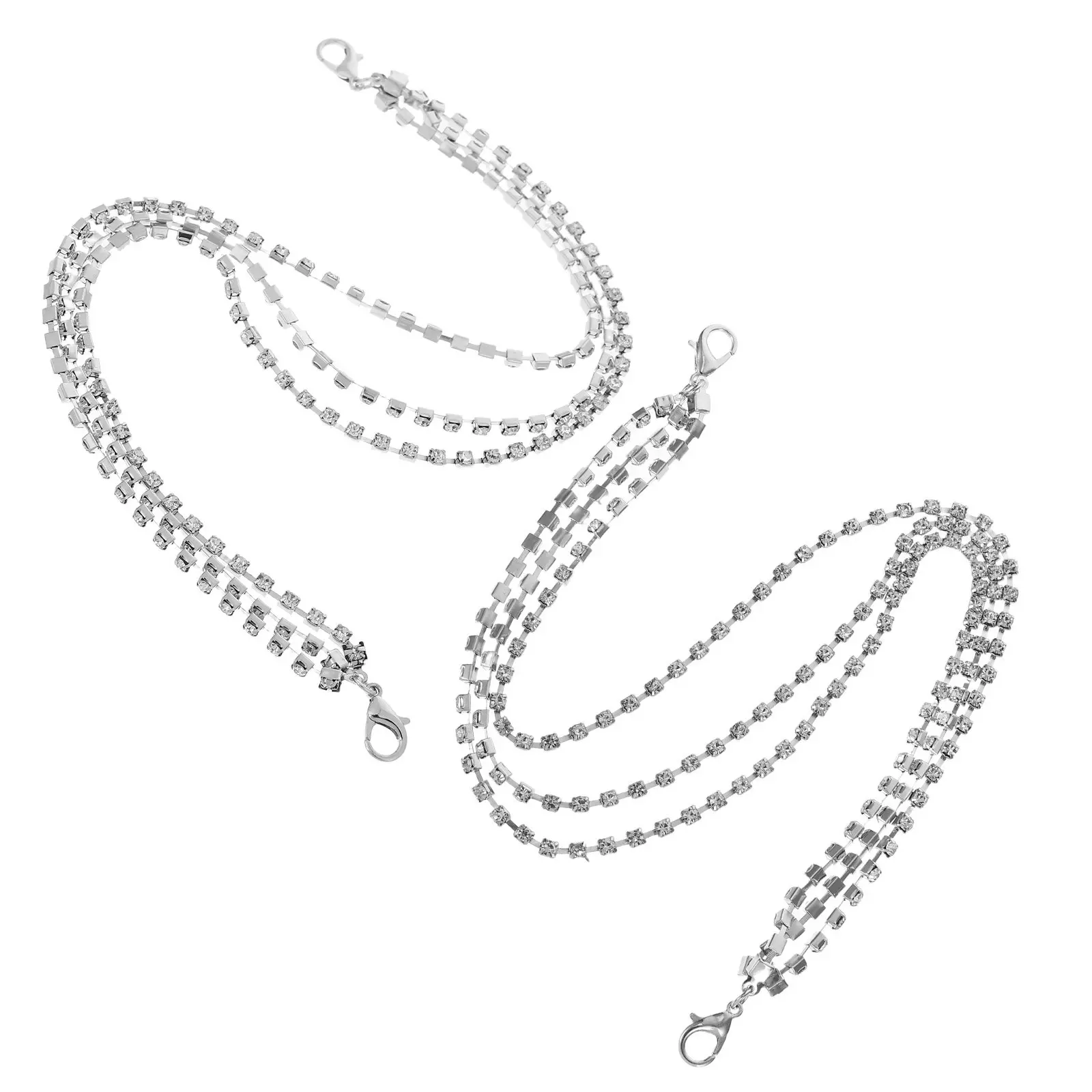 1Pair Zinc Alloy Rhinestone Bling Shoe Chains Layered Charm Jewelry for Boots Sneakers Shoe Chain Accessory Decoration