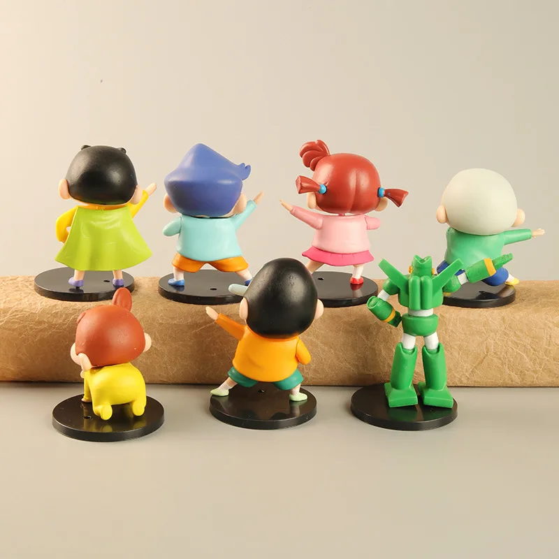 7pcs Set Cartoon Crayon Shin-Chan Klasgenoten Anime Figuur Action Beeldje Speelgoed Collectie Auto Desktop Ornamenten Pvc Model poppen