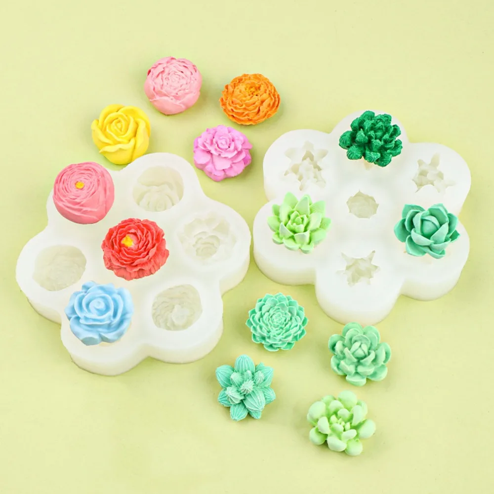 

Silicone Mold for Candle Making 3D Rose Peony Flower Mold DIY Gypsum Chocolate Jelly Silicone Mould for Car Aromatherapy