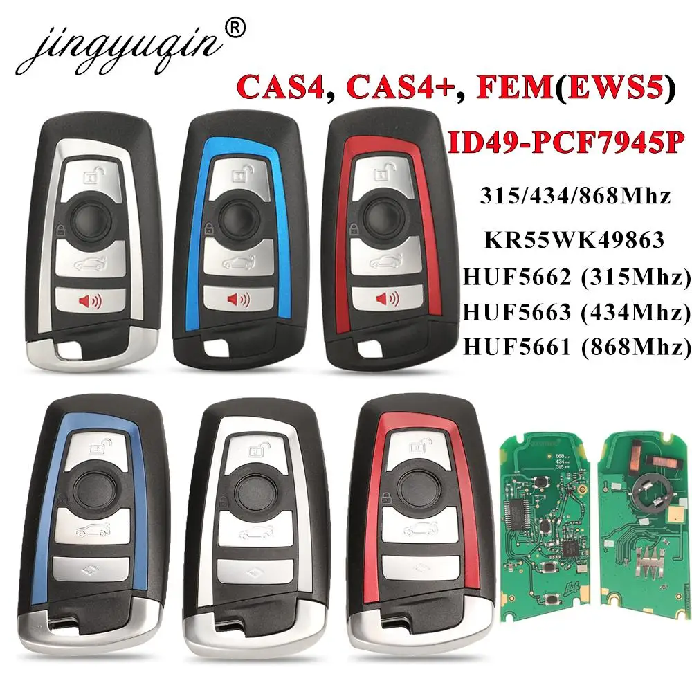 Clé intelligente KeylessGo | 315/433/868Mhz, télécommande, pour BMW 3 5 7 séries 2009-2016, système CAS4 F, porte-clés KR55WK49863 pcf7945