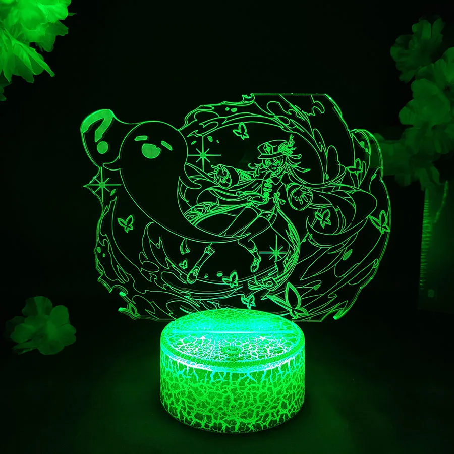 3D Game Genshin Impact Figure Hutao Led Night Light Lamp Acrylic Led Lamp Animation Online Game Genshin Impact