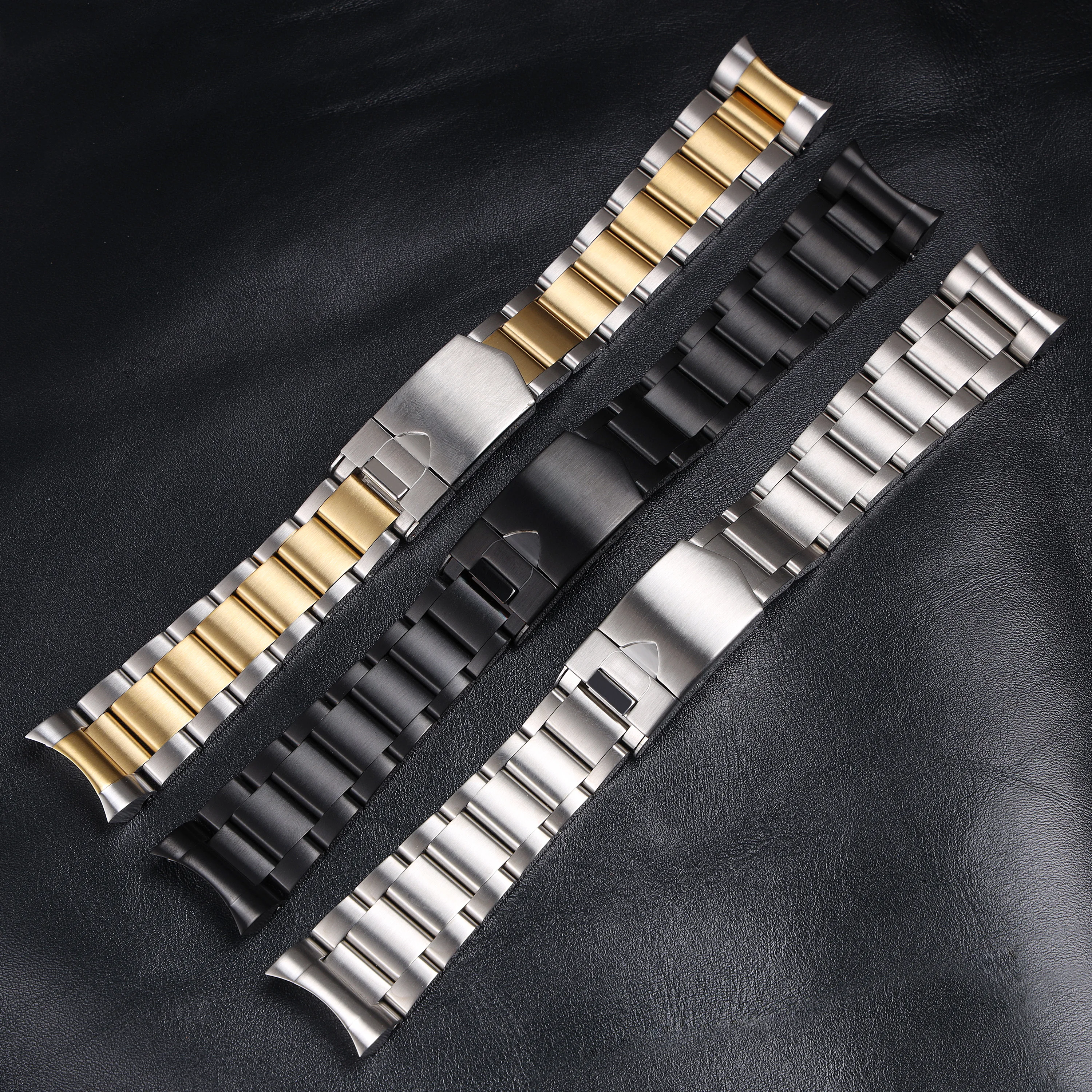 

Silver Black 22mm Brushed Silver Gold Solid Stainless Steel Watchband For Tudor Black Bay 79230 79730 Watch Strap Men's Bracelet