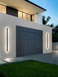 Lámpara de pared para exteriores, luz LED larga minimalista, impermeable, para jardín, Villa, porche, Patio, dormitorio, fondo, RGB