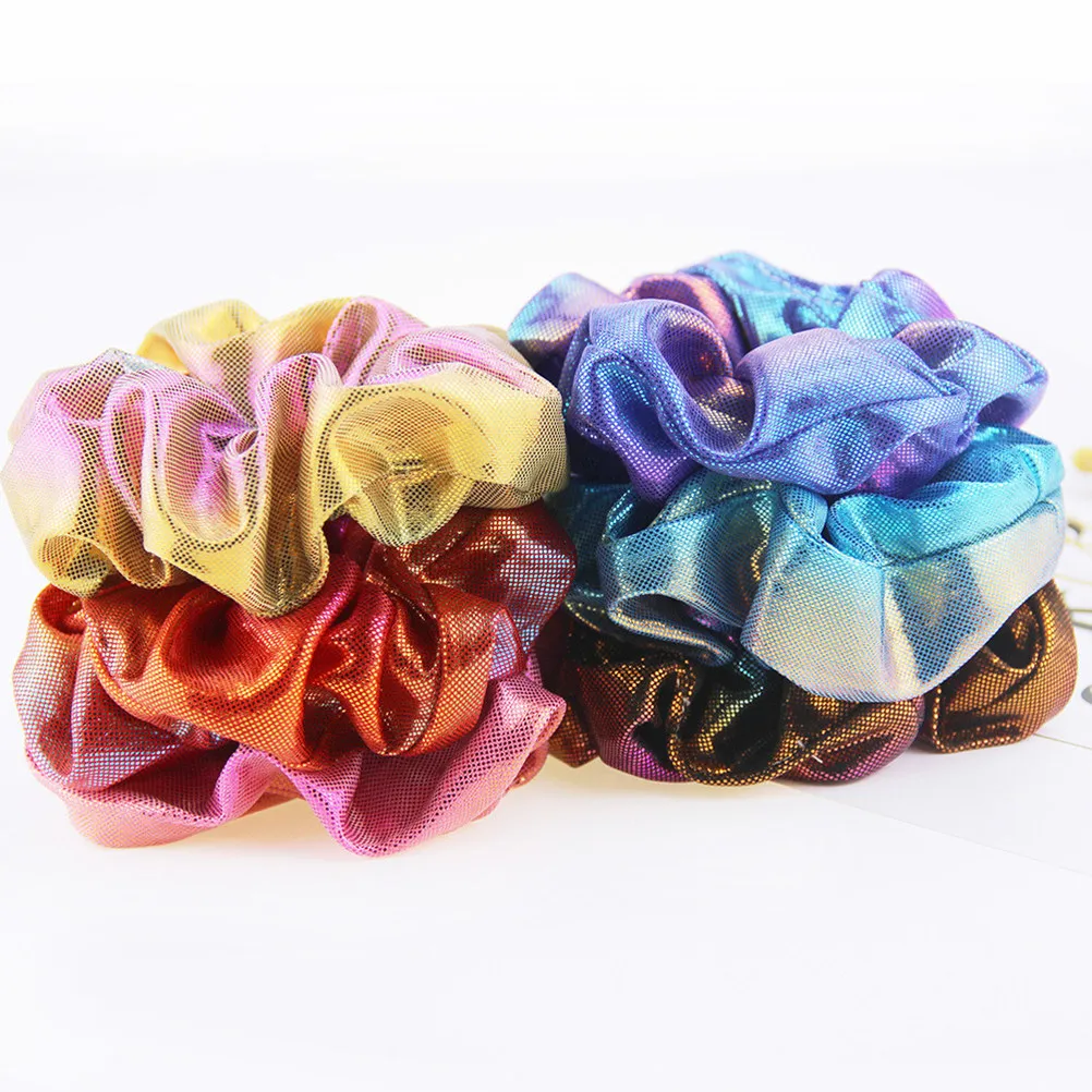 

24pcs Cloth Ties Metallic Rainbow Elastic Ponytail Holder For Women Stretch Hair Rope Scrunchie Hair Accessories Styling